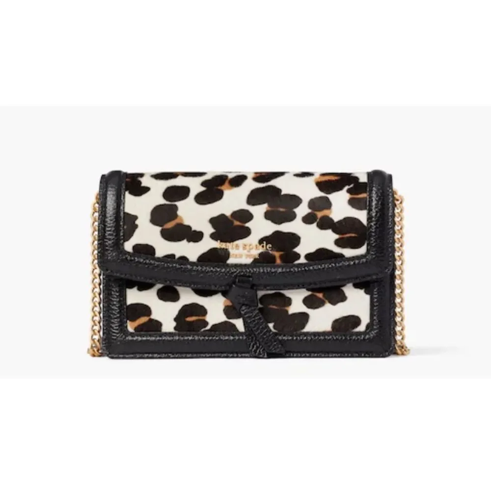 Kate Spade Knott calf hair and pebbled leather flap crossbody NWT